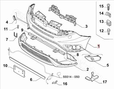 Első lökhárító  FIAT DOBLO III - FIAT eredeti 735615286