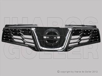 Nissan Qashqai 2010-2013 - Hűtődíszrács részl. festett fekete,króm díszléccel