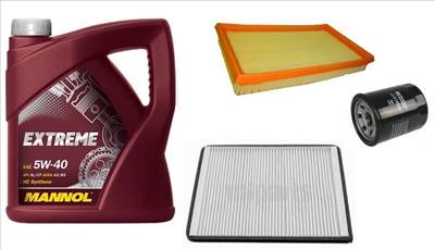 Suzuki Ignis olajcsere szett 1.3-1.5 benzin levegőszűrő, olajszűrő, pollenszűrő, Mannol Extreme 5w40 4L (13780-86G00, 16510-61A01, 95860-78F10)