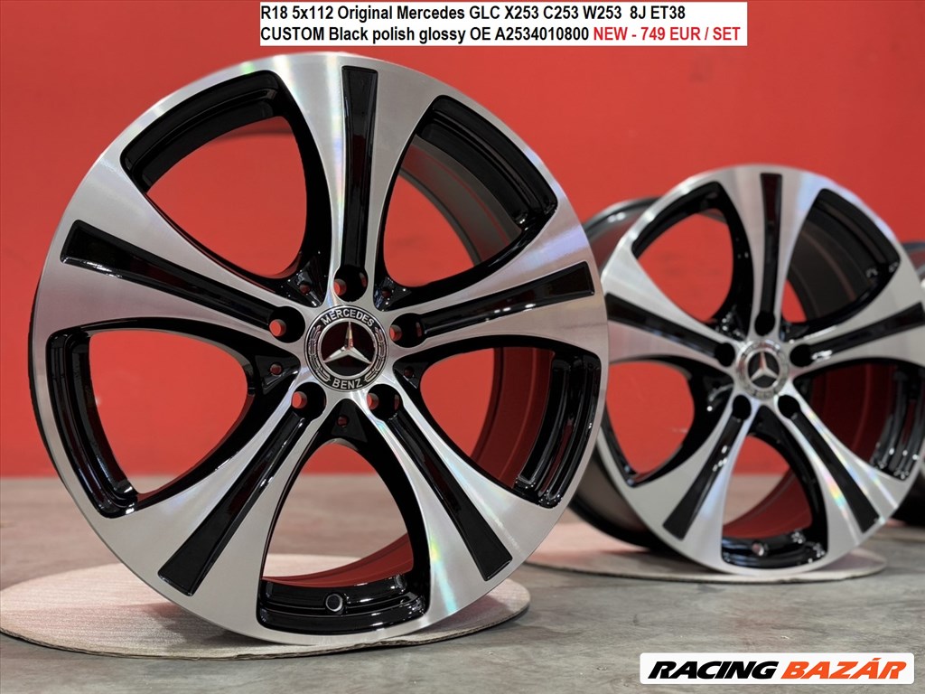 R18 5x112 Original Mercedes GLC X253 C253 W253  8J ET38 CUSTOM Black polish glossy 1. kép