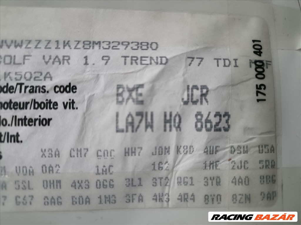 Volkswagen Golf V Variant 1.9 TDI motor BXE kóddal, 207870km-el eladó bxe19tdi vwgolf5 15. kép