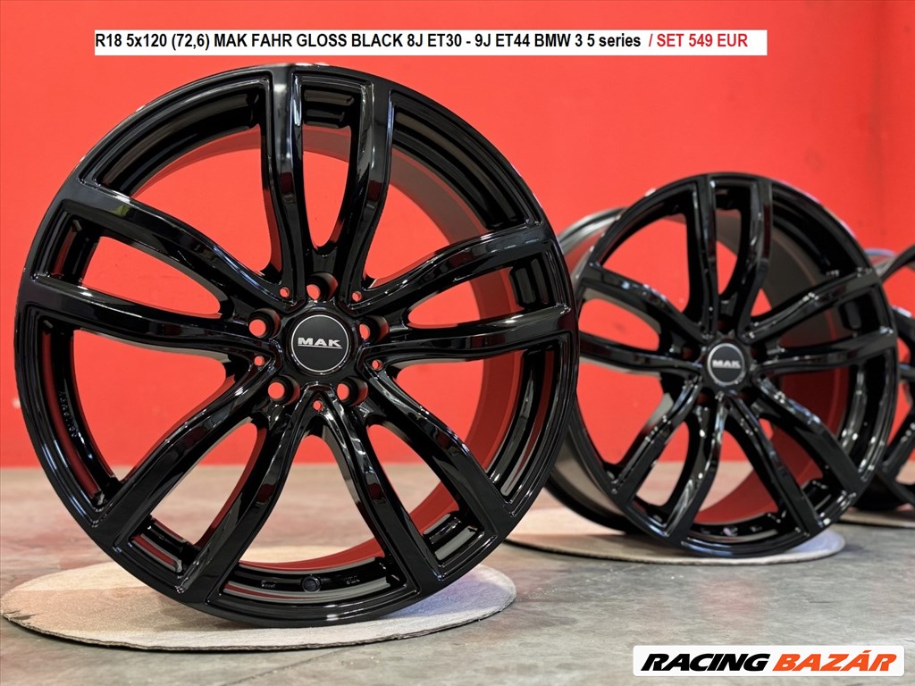 R18 5x120 (72,6) MAK FAHR GLOSS BLACK  kétszéles új bmw alufelnik  1. kép