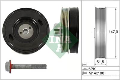 INA 544 0509 20 - Szíjtárcsa készlet, forgattyús tengely OPEL VAUXHALL