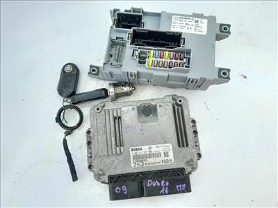 Fiat Doblo 2009- 1.6 Mjet motorvezérlő szett: ECU+body computer+gyújtáskapcsolóŰ+2 db bicskakulcs+immo karika 51899606
