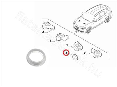 Parkoló szenzor gyűrű JEEP RENEGADE - FIAT eredeti 51917395