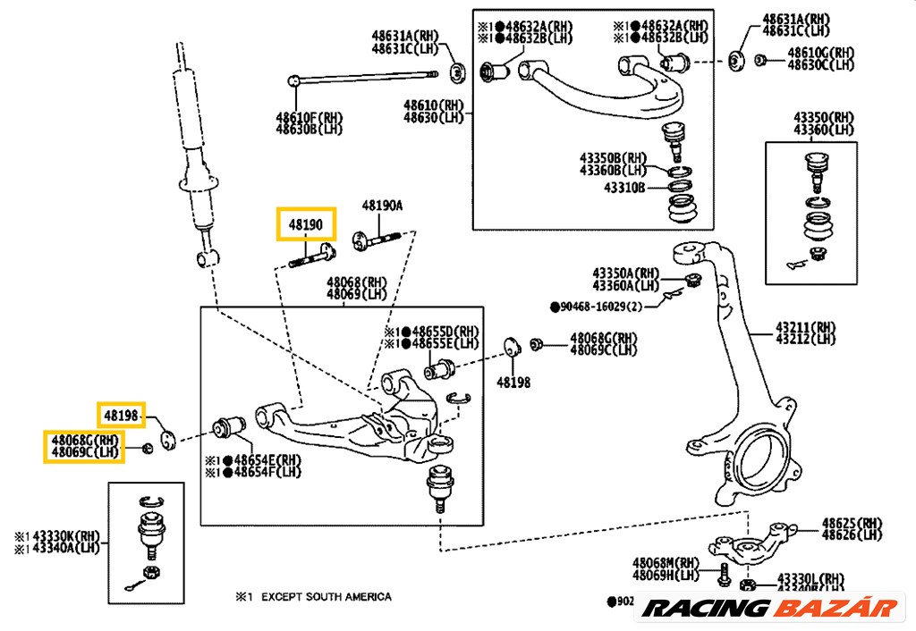 AKCIÓ! - Toyota Hilux Lengőkar Csavar GGN KUN LAN TGN 2005-2015 481900k010 481980k010 3. kép