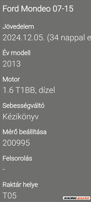 Ford Mondeo Mk4 1.6 TDCi Motor  t1bb16tdci 2. kép