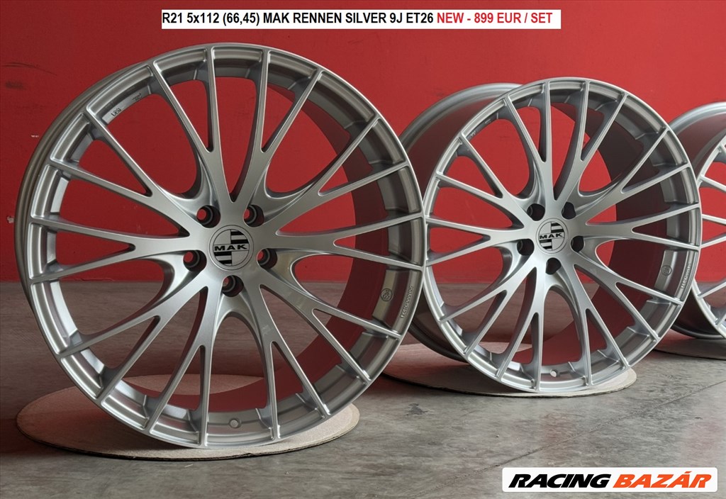 R21 5x112 (66,45) MAK RENNEN SILVER 9J ET26 9x21 21" 21col új felnik alufelnik 1. kép