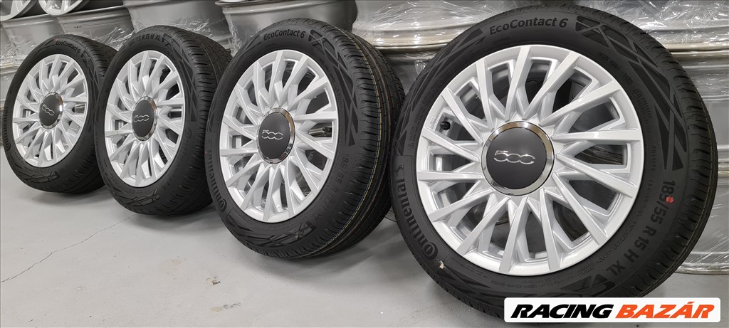 4x98 Új/demó Gyári Fiat 500 alufelni Continental 185/55 R15 nyári gumikkal 2. kép