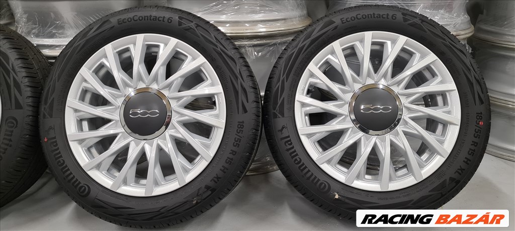 4x98 Új/demó Gyári Fiat 500 alufelni Continental 185/55 R15 nyári gumikkal 3. kép