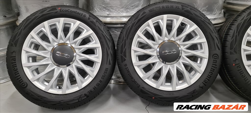 4x98 Új/demó Gyári Fiat 500 alufelni Continental 185/55 R15 nyári gumikkal 4. kép