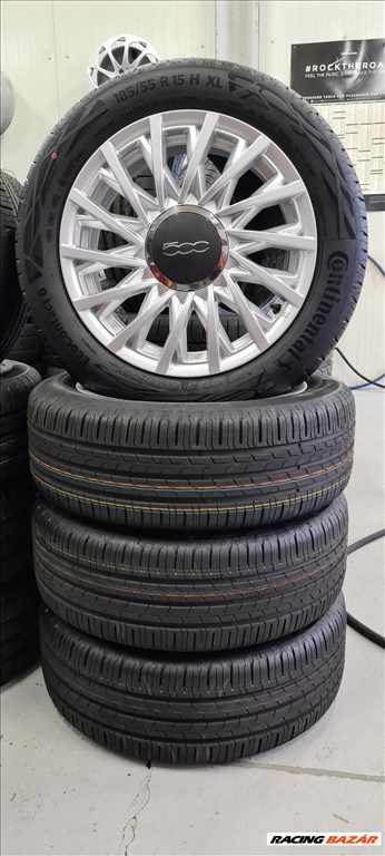 4x98 Új/demó Gyári Fiat 500 alufelni Continental 185/55 R15 nyári gumikkal 6. kép