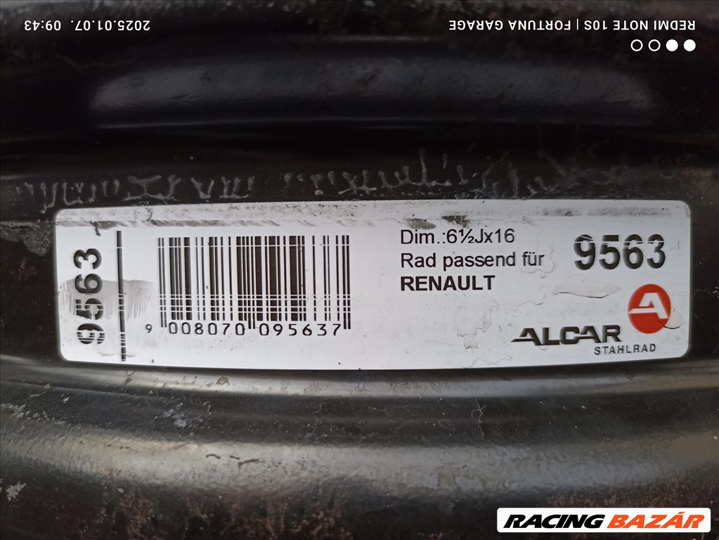 5x114,3 16" Renault használt lemezfelni garnitúra +TPMS (R550) 7. kép