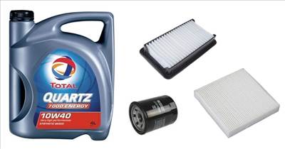Suzuki Sx4 olajcsere szett 1.5-1.6 benzin 2009.08-ig  levegőszűrő, olajszűrő, pollenszűrő, Total Quartz 7000 10w40 4L (13780-79J00,