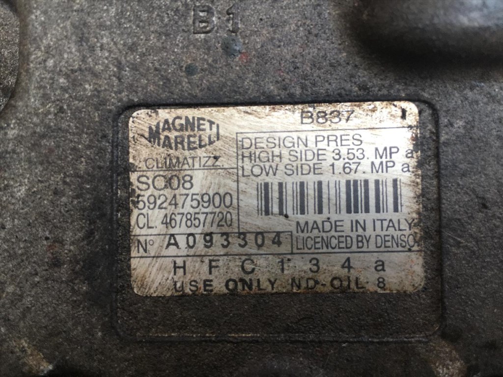Fiat, Alfa benzines gyári, bontott klímakompresszor 592475900 1. kép