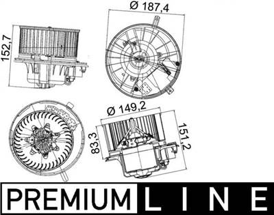 Utastér-ventilátor MAHLE AB 149 000P for VW, AUDI, CUPRA, SKODA, …