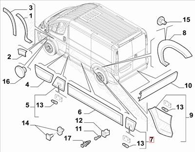 J. hátsó sárvédő díszléc      PEUGEOT BOXER III (06-) - FIAT eredeti 735684285