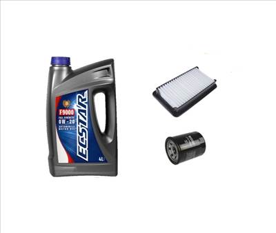Suzuki Sx4 olajcsere szett 1.5-1.6 benzin 2009.08-ig  levegőszűrő, olajszűrő, Suzuki gyári motorolaj ECSTAR 0w20 4L (99000-21E20-047,