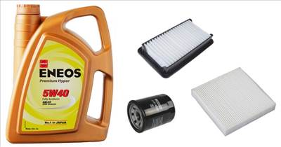 Suzuki Sx4 olajcsere szett 1.5-1.6 benzin 2009.08-ig  levegőszűrő, olajszűrő, pollenszűrő, Eneos Premium Hyper 5w40 4L (13780-79J00,