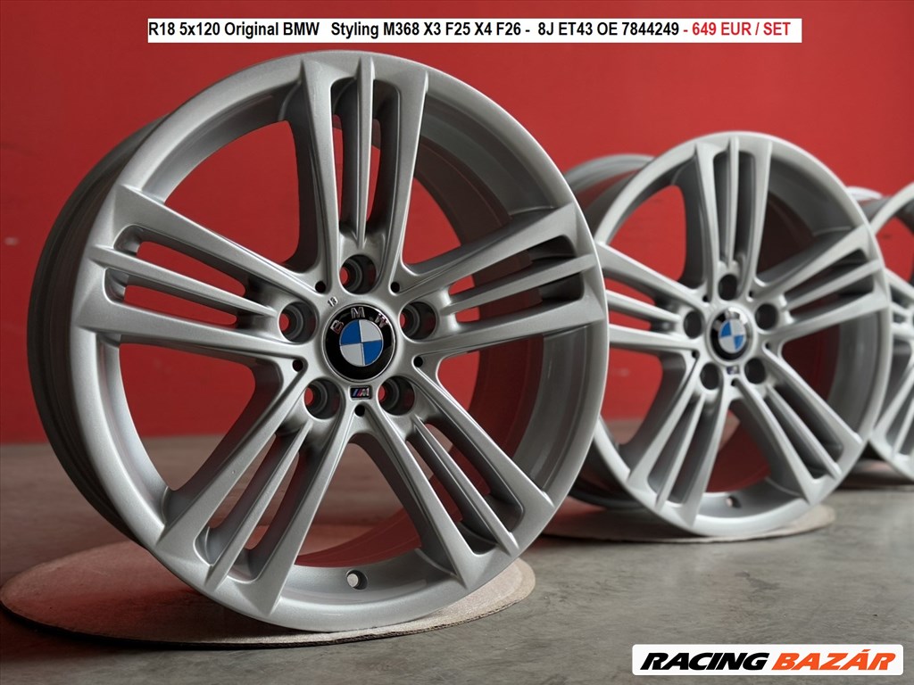 R18 5x120 Original BMW   Styling M368 X3 F25 X4 F26 -  8J ET43 OE 7844249 1. kép