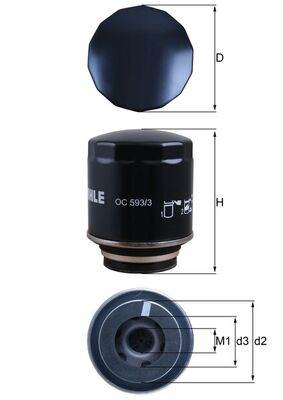 MAHLE OC 593/3 - olajszűrő ALFA ROMEO AUDI CHEVROLET DODGE FIAT JAGUAR JEEP PEUGEOT SEAT SKODA SMART
