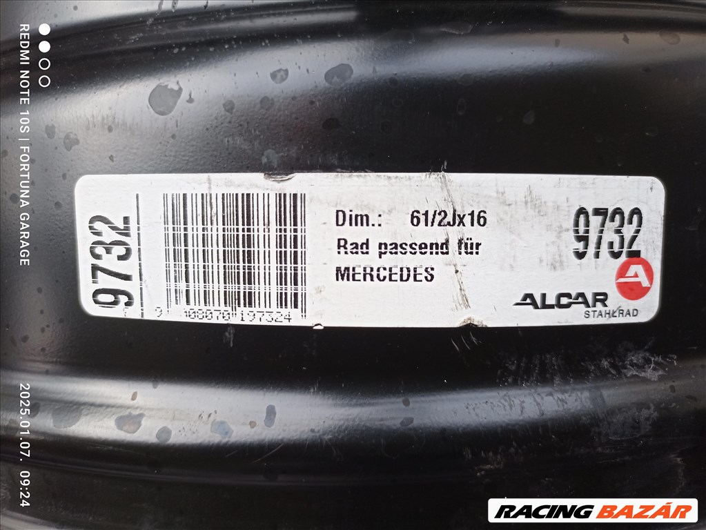 5x112 16" Mercedes újszerű lemezfelni garnitúra +TPMS (R551) 8. kép