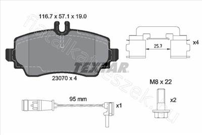 FÉKBETÉT KÉSZLET, TÁRCSAFÉK MERCEDES-BENZ VANEO (414) - TEXTAR 2307005