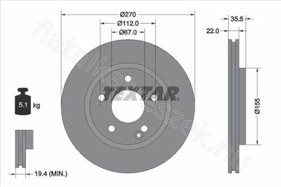 FÉKTÁRCSA MERCEDES-BENZ VANEO (414) - TEXTAR 92124503