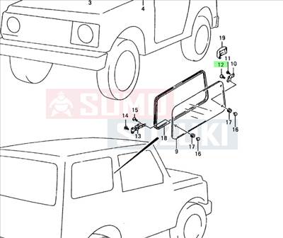 Suzuki Samurai SJ413 SJ419 oldalablak burkolat csavar 09125-05117
