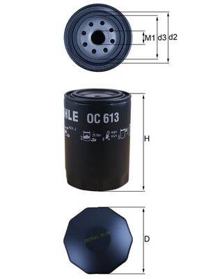 MAHLE OC 613 - olajszűrő CHRYSLER CITROËN FIAT HONDA IRISBUS IVECO MITSUBISHI MULTICAR OTOKAR PEUGEO