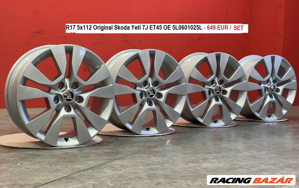 R17 5x112 Original Skoda Yeti 7J ET45 OE 5L0601025L gyári alufelnik felnik 17"  1. kép