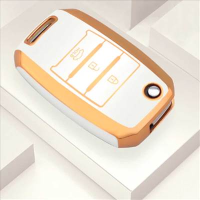 Kia kulcs TPU tok 3 gombos - Fehér