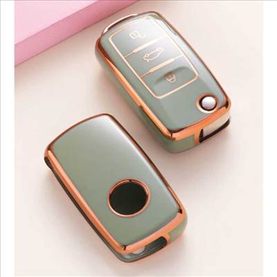 VW kulcs TPU tok 3 gombos - Zöld