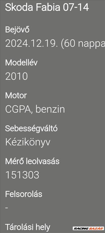 Skoda Fabia II 1.2 HTP Motor  cgpa12 2. kép
