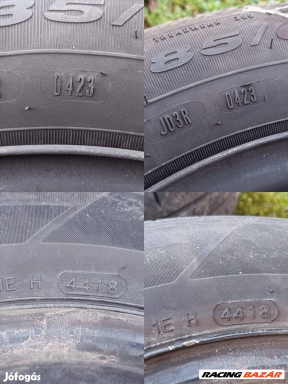  4x108 lyukosztású 14" használt (gyári felni) lemezfelni, rajta 185/65 használt nyári gumi gumi  2. kép