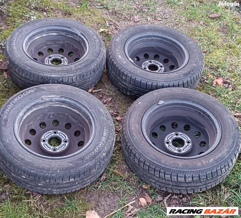  4x108 lyukosztású 14" használt (gyári felni) lemezfelni, rajta 185/65 használt nyári gumi gumi  4. kép