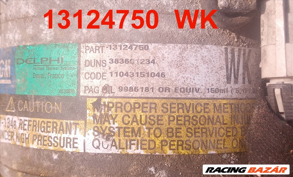 Opel Corsa D, Opel Corsa C, Opel Manta A, Opel Astra H KLÍMAKOMPRESSZOR  13124750wk 2. kép