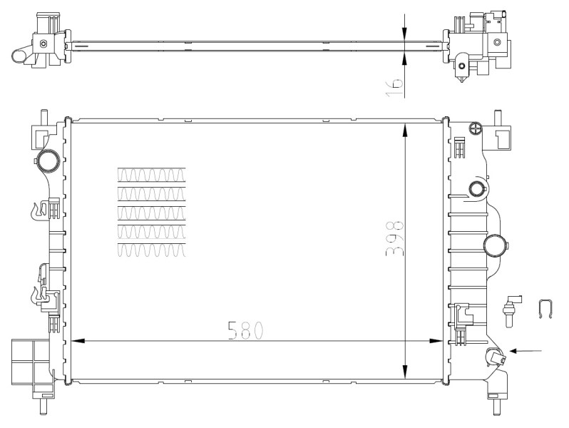 NRF 550003 - Vízhűtő (Hűtőradiátor) CHEVROLET OPEL VAUXHALL 1. kép