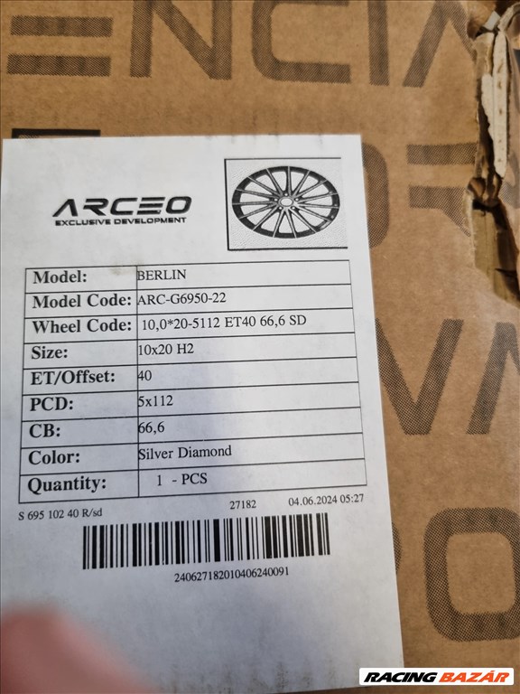  5x112 lyukosztású 10JJ 20" új alufelni 4. kép