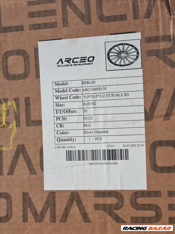  5x112 lyukosztású 10JJ 20" új alufelni 5. kép