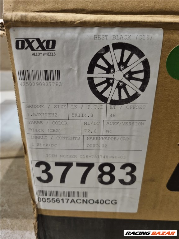  5x114.3 lyukosztású 7,5JJ 17" új Oxxo alufelni 4. kép