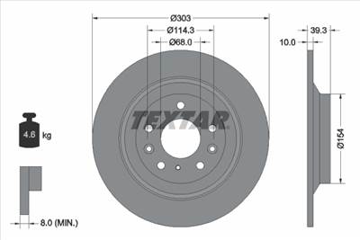 TEXTAR 92324803 - féktárcsa MAZDA