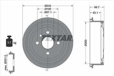 TEXTAR 94048600 - fékdob BEDFORD CHEVROLET DAEWOO FSO HOLDEN OPEL VAUXHALL ZAZ