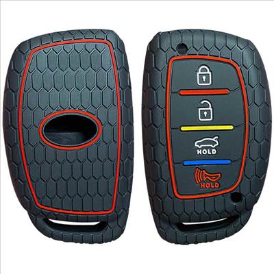 Hyundai kulcs szilikon tok 4 gombos Fekete