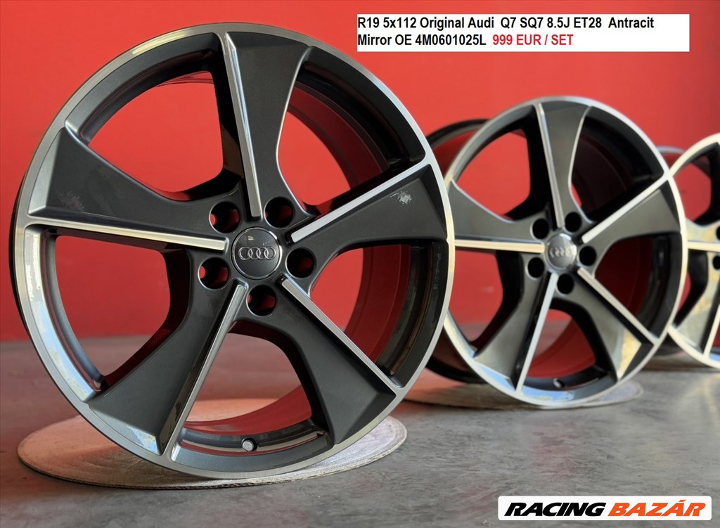 R19 5x112 Original Audi  Q7 SQ7 8.5J ET28  Antracit Mirror OE 4M0601025L 1. kép