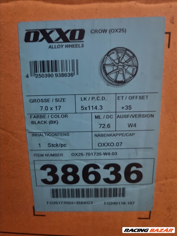  5x114.3 lyukosztású 7JJ 17" új Oxxo alufelni 3. kép