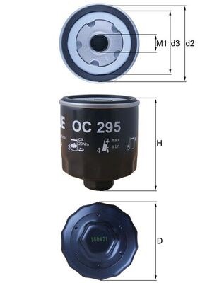 MAHLE OC 295 - olajszűrő AUDI BUICK (SGM) JAGUAR LINCOLN SEAT SKODA VW VW (SVW) 1. kép