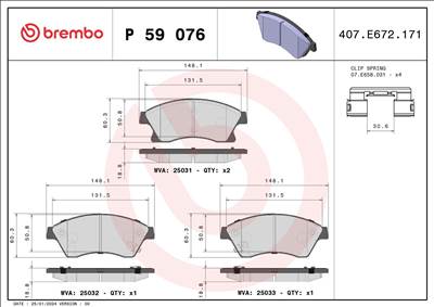 Fékbetét készlet BREMBO P 59 076X for OPEL, CHEVROLET, VAUXHALL, GENERAL MOTORS, …