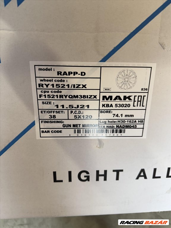 R21 5x120 (74,1) MAK RAPP GUN MET-MIRROR FACE  BMW X5 X6 kétszéles alufelnik 6. kép