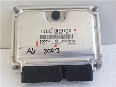 504358 Audi A4 B6, 2003, Motorvezérlő, Ecu, 0281011142, 038906019JQ, Bosch.